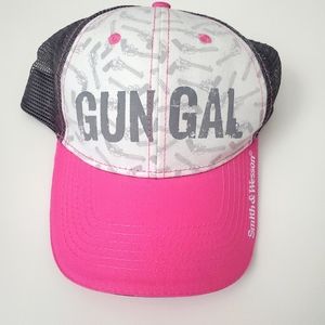 Smith and Wesson Gun Gal Pink Brim Snapback Baseball Cap Hat